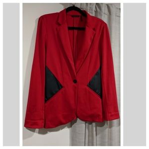 Sofia Vergara currant red blazer w/ faux leather